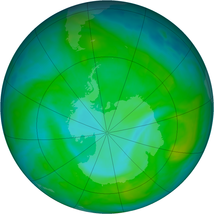 Antarctic ozone map for 21 December 2014